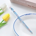 Elegant blue and pink marble pattern acetate hair stick with unique spiral top design - Blue Pink / 17.5cm