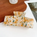 Elegant marble pattern acetate hair claw clip in amber and teal on wooden tray - Orange Crystal / 10.5cm