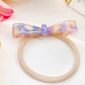 Süßes Acetat-Haargummi mit buntem Marmormuster und hoch elastischem Haarband - Geblümtes Lila 6.5cm