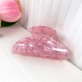 Pinza de pelo de acrílico mármol rosa con purpurina y diseño geométrico hueco - 8cm / Semicírculo Pequeño Mármol Purpurina