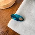 Retro teal resin hair clip with elegant golden logo detail for stylish women - Dark Blue (4*1.7cm)