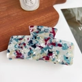 Retro tortoiseshell cellulose acetate hair claw clip with colorful ink splash pattern - Mixed Blue / 10.5cm