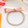 Rosa elastisches Haargummi mit handgefertigter Acetat-Schleife in Marmor-Optik - Buntes Lila 6.5cm