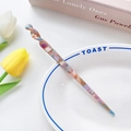 Acetate hair pin with colorful marble pattern spiral top for modern bun hairstyle - Multicolor