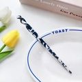 Modern marble pattern acetate hair fork with a stylish spiral twist design in black and white - Black and White