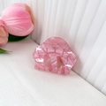 Pince à cheveux rose pailletée en acrylique avec design géométrique et effet brillant - Coquille Marbre Pailleté