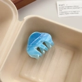 Blue and white marble pattern acrylic hair claw clip in a minimalist gift box - Shell Sky Blue