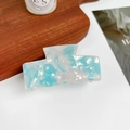 Blue and white marble acetate rectangular hair claw clip with stylish stone pattern - Dreamy Blue / 7.5cm