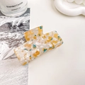 Fashion large acetate hair claw clip with yellow marble texture for women hair styling - Orange Crystal / 7.5cm