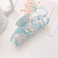 Acetate hair claw clip with blue pink and white marble texture in a wavy design - Keel Dreamy Blue / 9.5CM