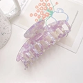 Purple marble hair claw clip in faux acetate finish with a wavy hollow design - Keel Floral Purple / 9.5CM