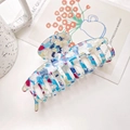 Multicolor acetate hair claw clip with stylish marble pattern and large wavy design - Keel Mixed Blue / 9.5CM