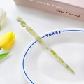 Green and white marble acetic acid hair pin with spiral twist design on ceramic tray - Bamboo Leaf Green / 17.5cm