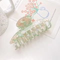 Green and beige marble pattern hair claw clip with cutout wave design for thick hair - Keel Pink Green / 9.5CM