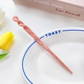 Pink acetate hair pin with marble pattern and spiral twist design for hair styling - Mermaid Pink / 17.5cm