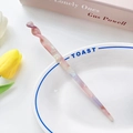 Spiral acetate hair stick with purple-pink marble pattern and iridescent pearl finish - Grape Purple / 17.5cm