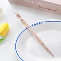 Pink and ivory acetate hair pin with marble texture and elegant twisted design - Milk Nude Pink / 17.5cm