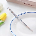 Modern twisted acetate hair pin in blue and white marble texture for buns - Ice Cyan Blue / 17.5cm