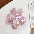 French retro flower hair claw clip in purple marble pattern acetate finish - Metallic Purple