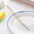 Elegant clear acetate hair stick with yellow floral inlay and minimalist spiral design - Sunset Chrysanthemum / 17.5cm