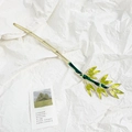 Elegant gold metal bamboo hair pin with vivid green enamel leaf accents for women - Emerald Green