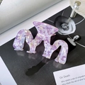 Elegant purple marble pattern acetic acid hair claw clip with stylish wave design - M-Shaped Floral Purple / 9cm