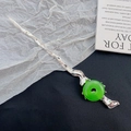 Fermaglio per capelli in metallo argento irregolare con un anello verde traslucido - Bastoncino per Capelli Effetto Diaspro