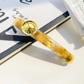Fermaglio per capelli retrò francese in acetato ambrato con bottone dorato - Marrone Tè 8.5CM