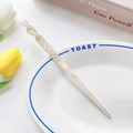 Minimalist creamy white acetic acid hair stick with spiral head and iridescent pearl luster - Iridescent White / 17.5cm