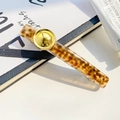French vintage leopard print acetate hair clip with a stylish gold button accent - Leopard 8.5CM