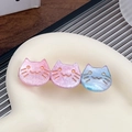 Tres pinzas para el pelo de gato en resina degradada con purpurina fina rosa y azul - Azul Estrellado 6.5CM