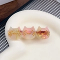 Pinza para el pelo de gato en acrílico jaspeado rosa y amarillo con grabado dorado - Rojo Vibrante 6.5CM