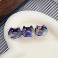Pinza para el pelo de gato con resina jaspeada en violeta azul amarillo y metal dorado - Azul Oscuro 6.5CM