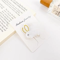 Cute white plush rabbit hair clip with jewelry card and elegant decorative background - White / 4.5CM