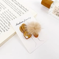Eleganter Plüsch-Hasen-Haarclip mit khakifarbenem Kunstfell, Perlen und rosa Kristallen - Goldkaffee / 4.5CM