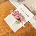 Cat-shaped acetate hair clip with marble pattern on a fashion jewelry card display - Cat Shape / Colorful / 8cm
