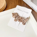 Brown leopard pattern dachshund hair clip made of acetate with sparkling rhinestones - Leopard 6.5CM