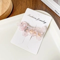 Pink marble dachshund hair clip with silver rhinestones on elegant product card - Flowery Pink 6.5CM