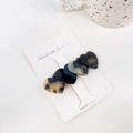 French vintage heart hair clip in black and tortoiseshell finish on display card - Black 6.5CM
