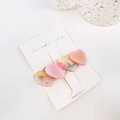 French vintage acetate heart hair clip featuring pink marble textures on a white card - Pink 6.5CM