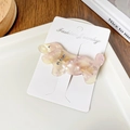 Dachshund dog hair clip in marbled pink and yellow acetate with sparkling rhinestones - Light Pink 6.5CM