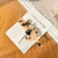 Calico cat tortoiseshell acetate hair clip on display card with warm wooden background - Cat Shape / Beige Tortoise Shell / 8cm