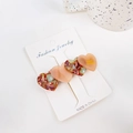 French vintage heart hair clip in shell pink and tortoiseshell patterned acetate - Multi-color 6.5CM
