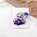 Set of 2 water-drop marble acetate hair clips in purple and blue with gold nameplate - 4cm / Purple