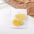 Pair of amber yellow matte acetate hair clips with golden oval metal details on white card - 4cm / Yellow
