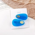 Set of two translucent blue acetate hair clips with gold logo on stylish background - 4cm / Blue