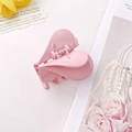 Sweet pink double heart hair claw clip with glossy finish for elegant updo styles - Double Heart Style (6CM)