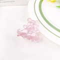Pink translucent acetate bear hair claw clip with heart cutout design for women - Pink
