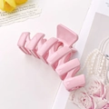 Pink wavy large hair claw clip with glossy enamel finish for women hair styling - Fence Style (10.5CM)
