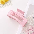 Pince à cheveux rectangulaire rose creuse en acrylique brillant pour chignon élégant - Style Rectangle (8.2CM)